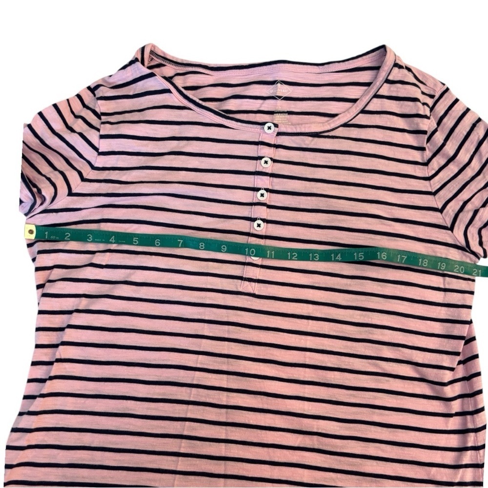 St. John’s Bay Pink Striped Women's Short Sleeve Cotton Top Size Large - Picture 8 of 9